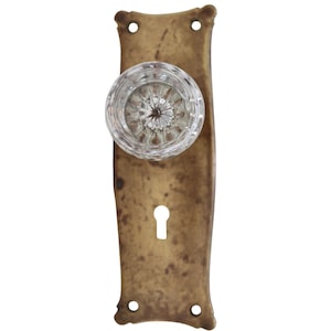 Set di pomelli per porte di passaggio in ottone e vetro rotondi vintage