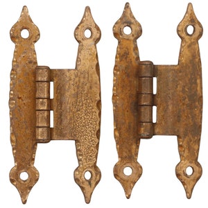 Pair of Copper Over Steel Arts & Crafts Cabinet Hinges