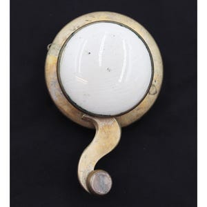 Vintage Brushed Brass & White Ceramic Call Bell Lever