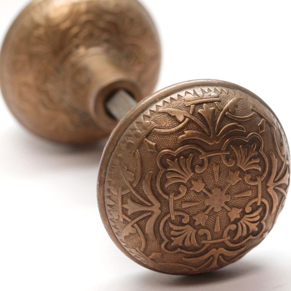 Antique 1880s Classic Mallory Wheeler Cast Bronze Door Knobs