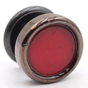 Vintage Red Center Pewter Brass Dummy Door Knob Set