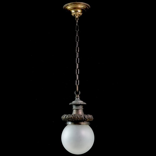 Large Turn of the Century Spherical Bank Pendant Light