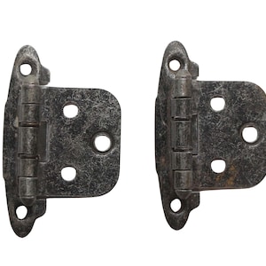 Pair of Arts & Crafts Steel Face Mount Cabinet Hinges