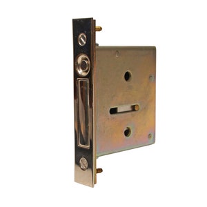 Vintage Chrome Over Steel Pocket Door Mortise Lock