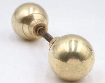 Pair of Modern Polished Cast Brass Ball Shaped Door Knobs