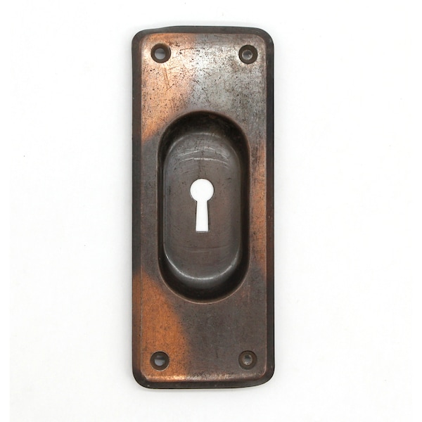 Vintage Classic 6 in. Steel Keyhole Japanned Pocket Door Plate