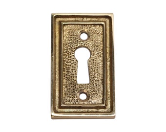 Solid Brass Textured Rectangle Door Keyhole Cover