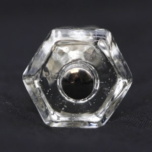 1.125 in. Vintage Hexagon Clear Glass Drawer Cabinet Knob