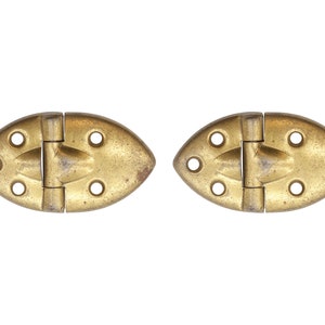 Pair of Brass Plated Vintage Surface Cabinet Hinges