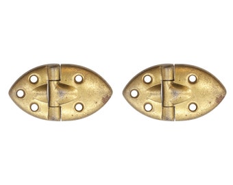 Pair of Brass Plated Vintage Surface Cabinet Hinges