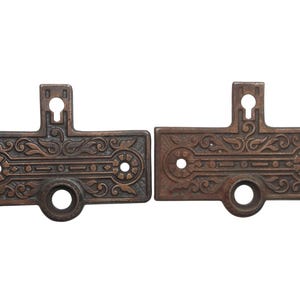 Antiek paar victoriaanse gietijzeren achterplaten van 3 inch