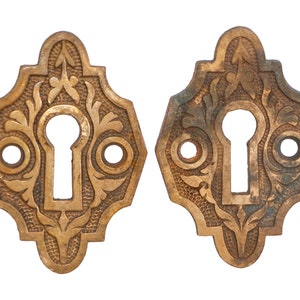 Pair of Antique Bronze Victorian Door Keyhole Covers