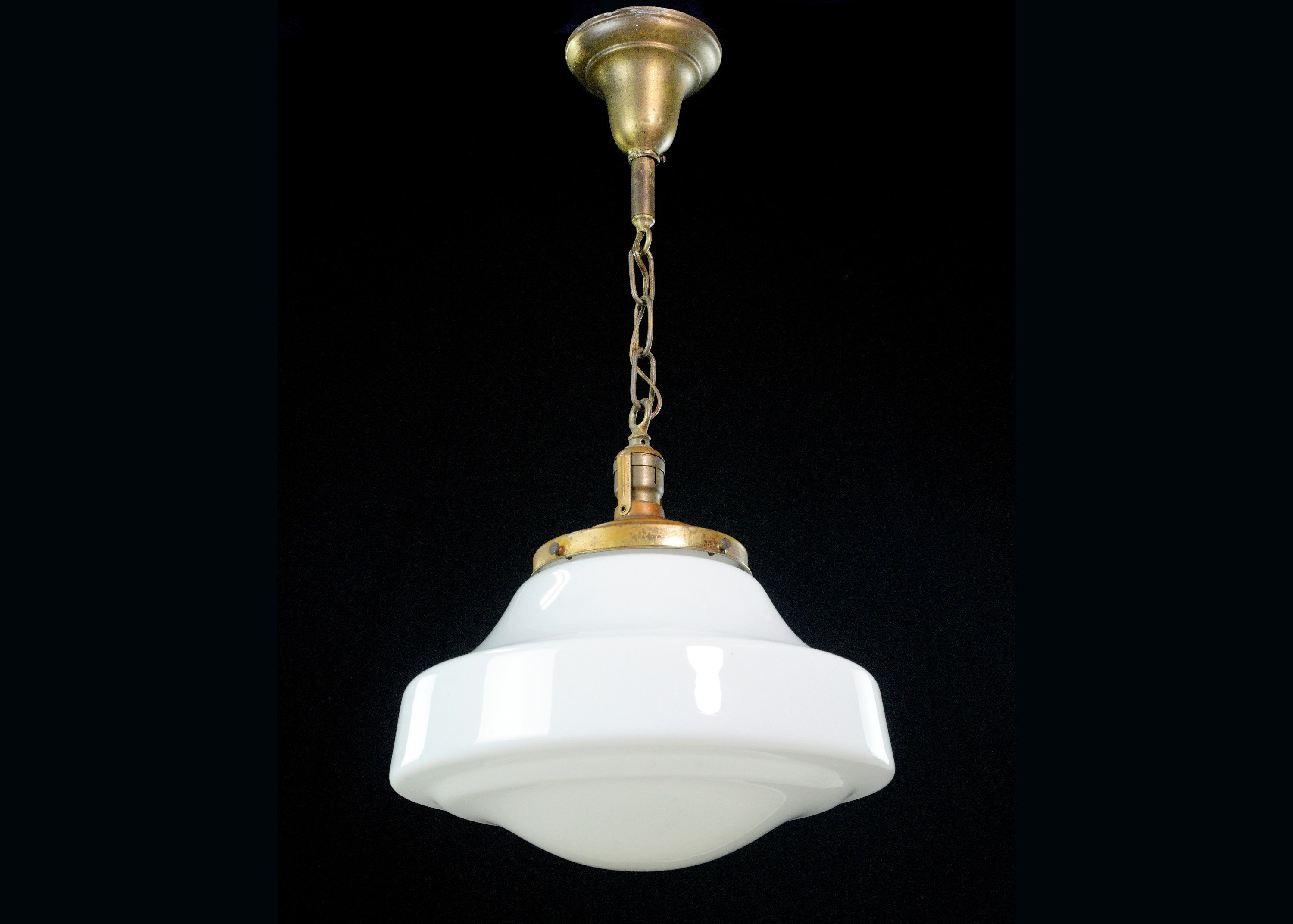 Milk glass brass pendant light deals