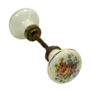 Maçanetas de porta de porcelana floral branca pintadas à mão vintage