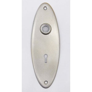 Modern 7 in. Oval Silver Painted Steel Door Back Plate