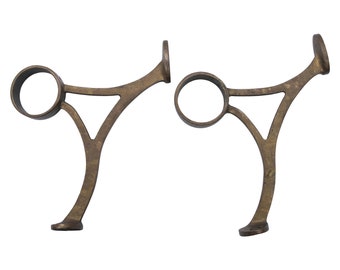 Pair of Reclaimed Angled Brass Bar Footrest Brackets