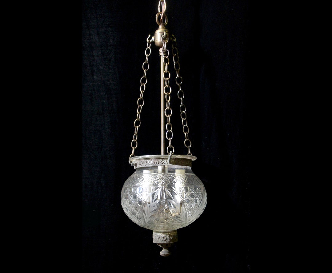 Buy Antique Clear Crystal Etched Onion Bell Jar Pendant