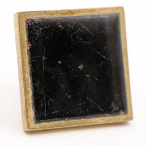 Vintage Square Brass Trim Black Enameled Drawer Cabinet Knob