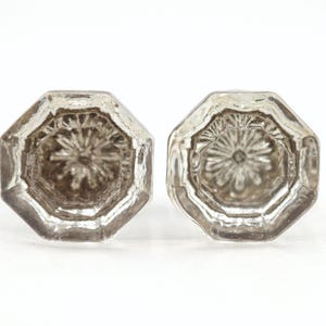 Para zabytkowych, 1-calowych, kwiatowych, ośmiokątnych gałek do szklanych szafek