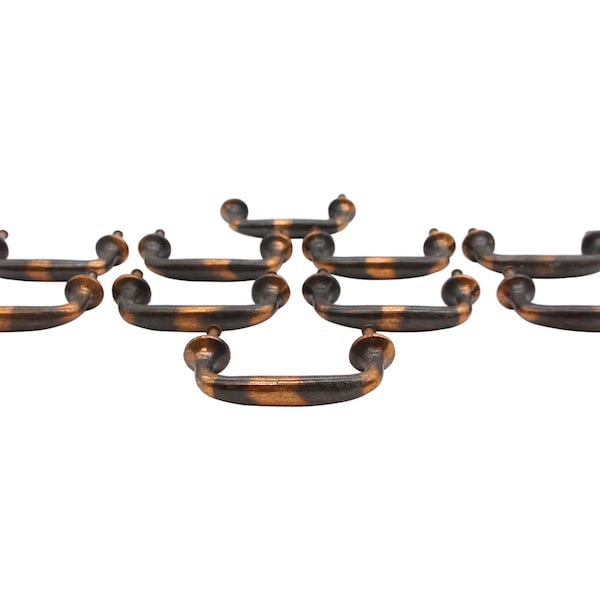 Set of 10 Olde New Japanned Copper Cast Iron Bridge Drawer Cabinet Pulls