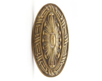 1890s Yale & Towne French Renaissance Oval Brass Dummy Door Knob