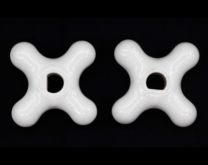 Vintage Pair of Plain White Ceramic Faucet Handles Etsy