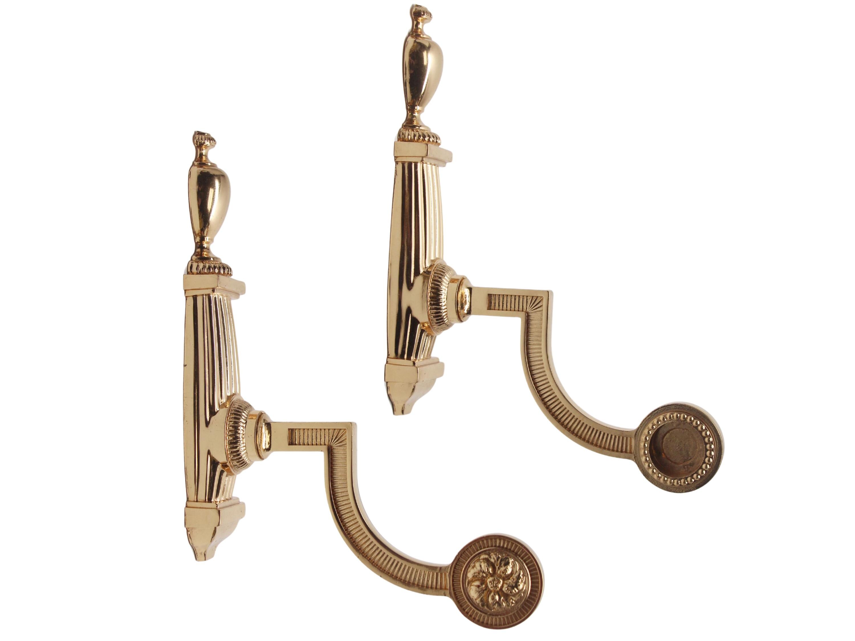 Pair of Brass Traditional Towel Bar Brackets