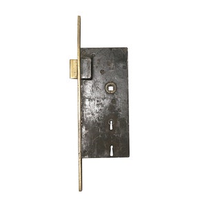 Antique Double Key Cast Iron & Brass Entry Door Mortise Lock