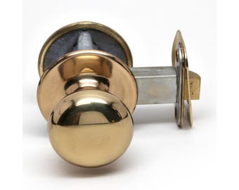 Polished Brass Closet Door Knob & Lock Set