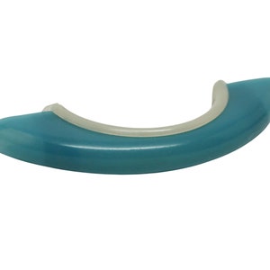 Vintage 3 in. Mid Century Aqua & White Vintage Plastic Bridge Pull