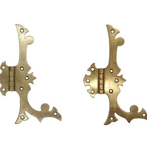 Pair Vintage Brass Door Strap Cabinet Furniture Hinges