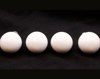 Lot de 4 boutons d'armoire sphériques en céramique blanche