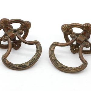 Par med 6,25 cm art déco-lådhandtag i mässing, ringformade