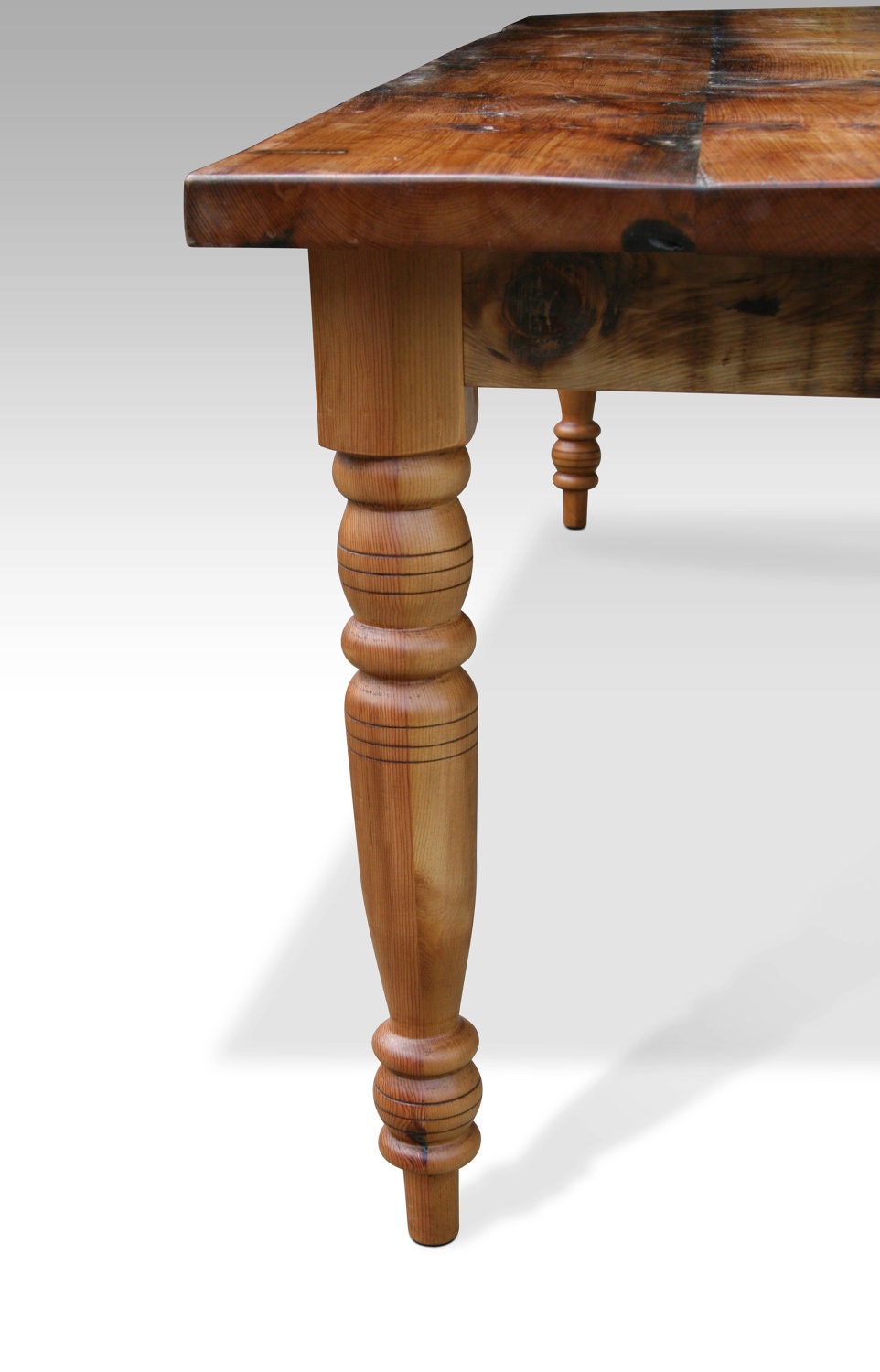 Reclaimed Wood Farmhouse Dining Table Turned Legs Recycled Etsy