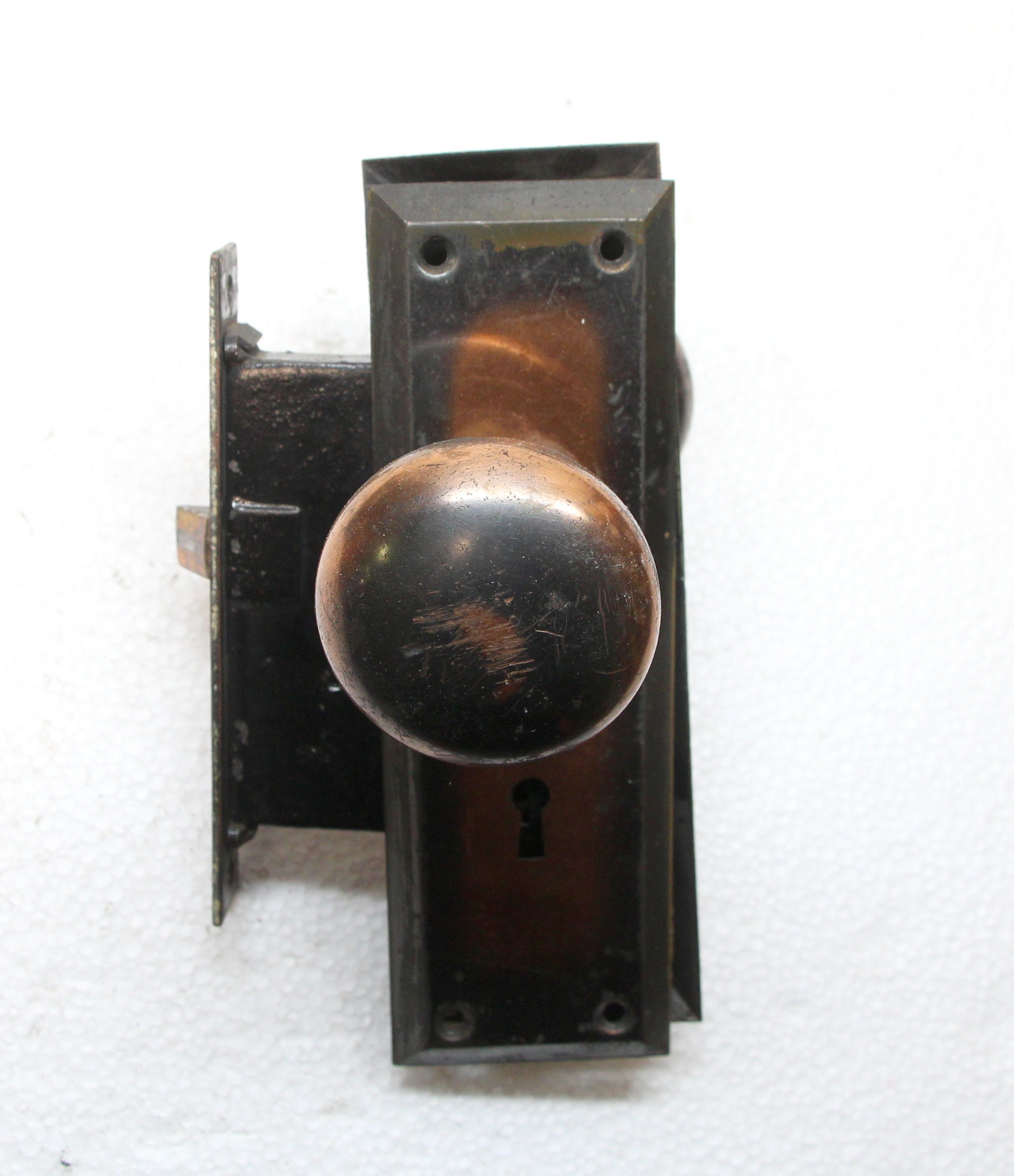 Vintage Japanned Finish Steel Door Knob Set with Key Etsy