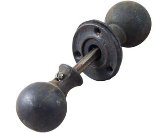 Antique Black Cast Bronze Ball Shaped Door Knob Set