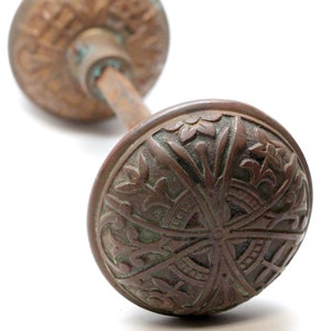 Antique 1890s Lockwood Bronze Aesthetic Entry Door Knobs