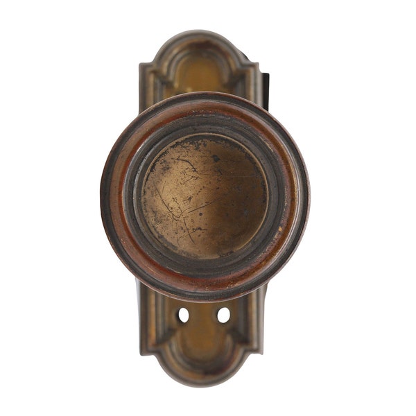 Art Deco Concentric Brass Passage Door Knob Set