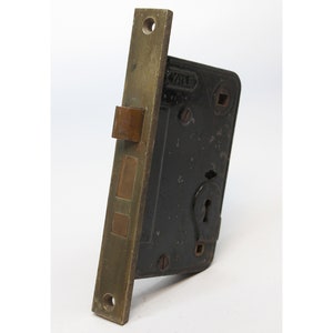 Vintage Cast Iron Yale Privacy Mortise Lock with Brass Faceplate