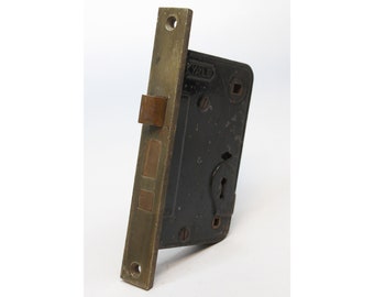 Vintage Cast Iron Yale Privacy Mortise Lock with Brass Faceplate