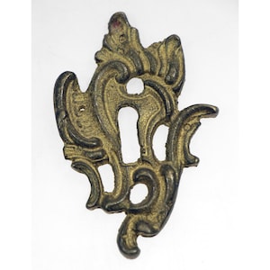 Antique 3.5 in. Bronze Art Nouveau Door Keyhole Cover Plate