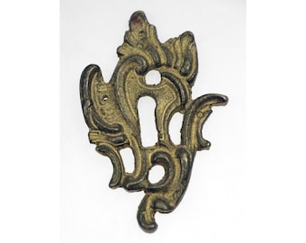 Antique 3.5 in. Bronze Art Nouveau Door Keyhole Cover Plate