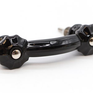 ヴィンテージ 4.125 インチ ブラック ガラス フルート エンド ブリッジ 引き出し取っ手