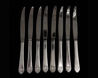 Waldorf Astoria Art Deco Lightly Serrated Steak Knife Flatware 8 Piece Set