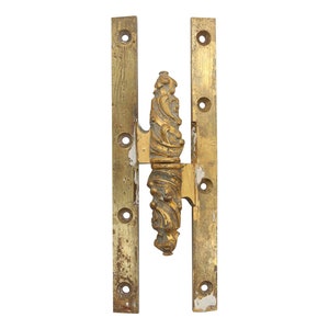 Antique Gold Gilded Neoclassical Olive Paumelle 8 x 3 Door Hinge