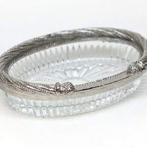 Olde New Stock Nickel Plated Clear Glass Soap Dish