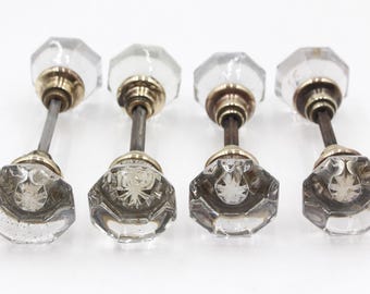 アンティーク八角形透明ガラスパッセージドアノブハウスセット - Etsy 日本