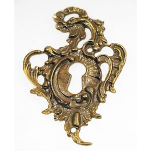 Antique 3.5 in. Art Nouveau Bronze Door Keyhole Cover Plate