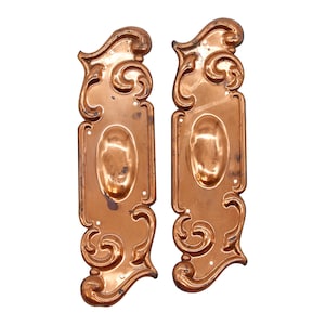 Pair of 10.6 in. Copper Plated Brass Art Nouveau Door Push Plates
