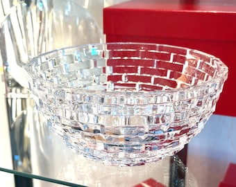 Mikasa Crystal Bowl – Heavy Cut Glass, Brick Pattern Centerpiece Dish